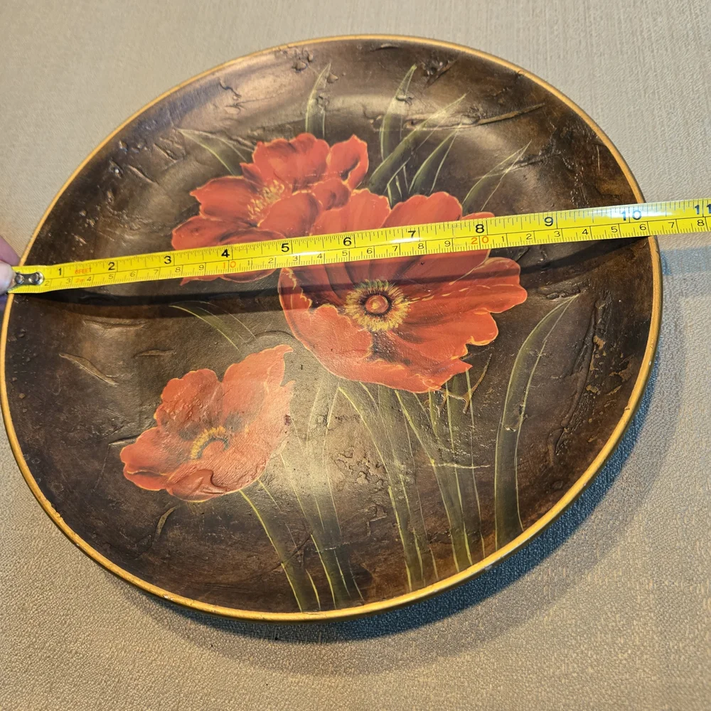 Decorative Plate in Black/Bronze w/ Poppy Design - Picture 9 of 9